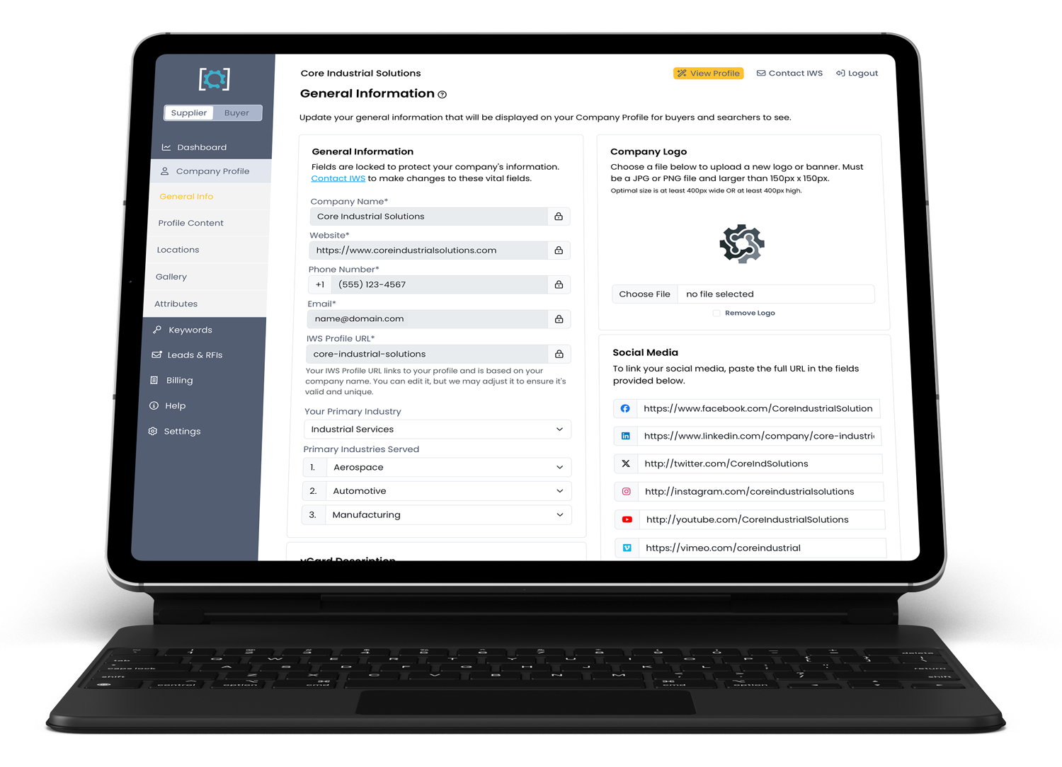 Customizable Company Profile Tool for Industrial Suppliers