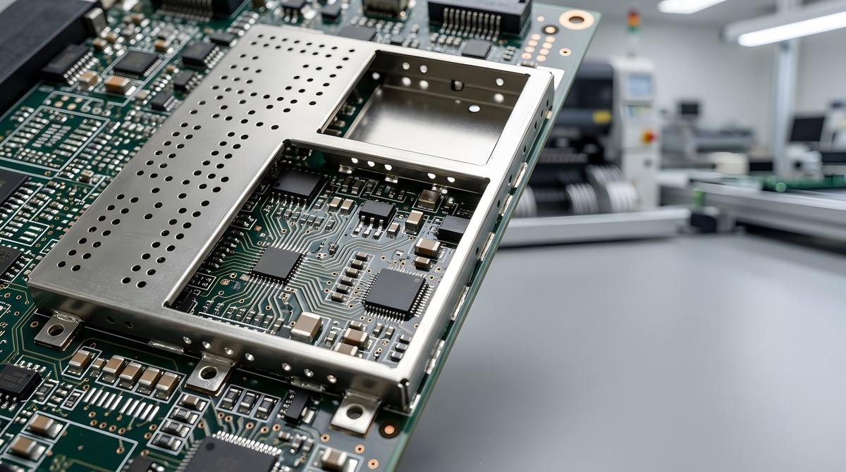 Shielded electronic enclosure with conductive housing and protected electronic components