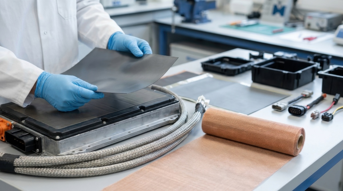 Conductive metal foil and mesh materials used for electromagnetic shielding