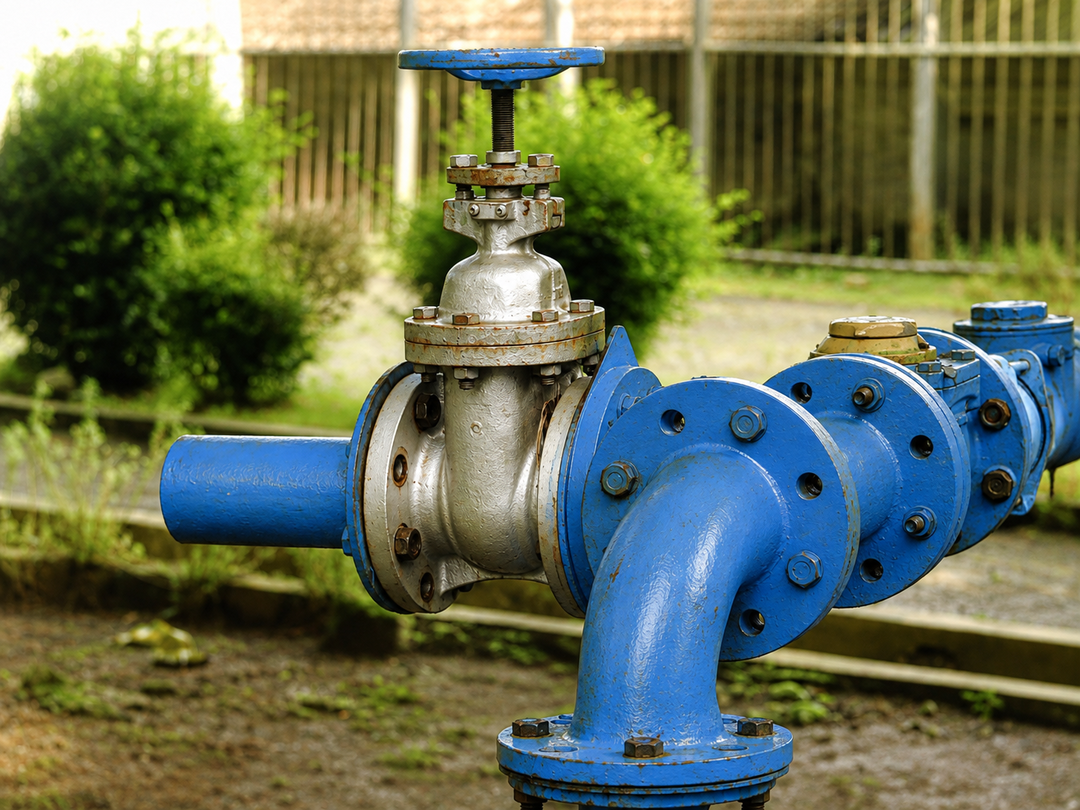 Rising-stem industrial gate valve used for full-open or full-closed isolation service.