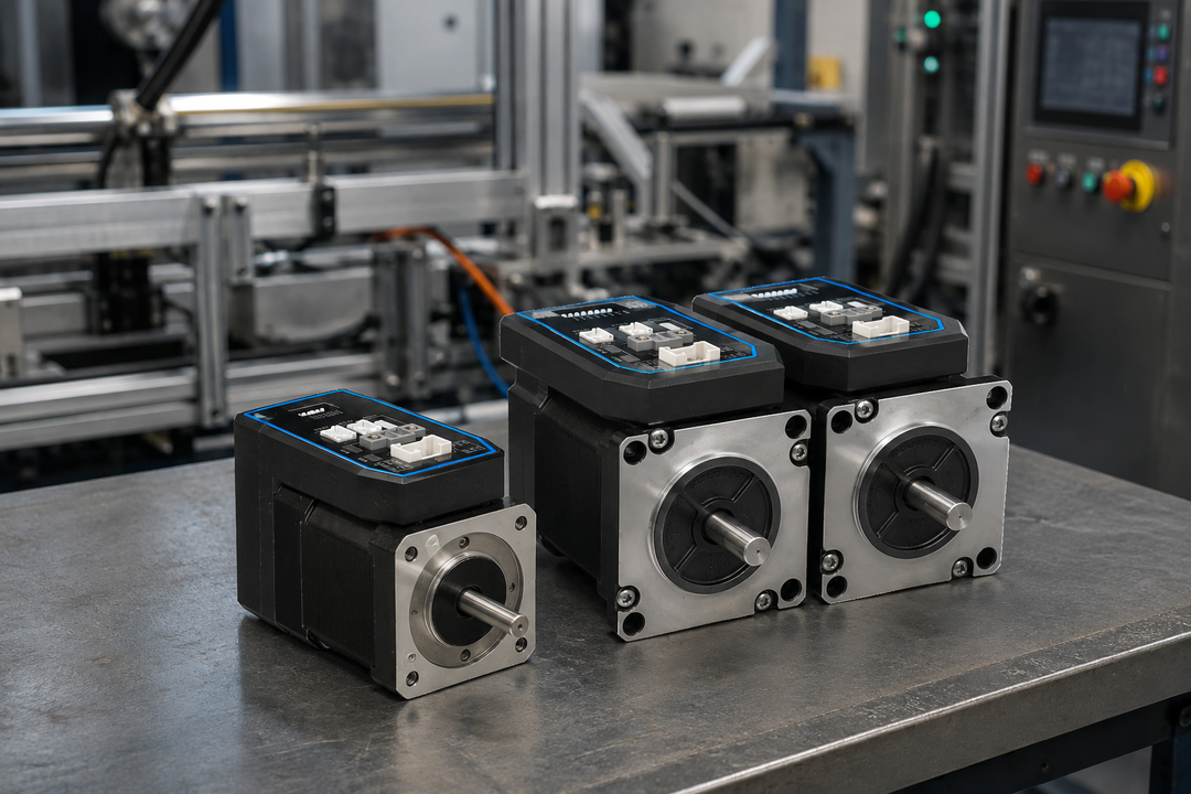 Industrial servo motor with encoder feedback for closed-loop precision motion control