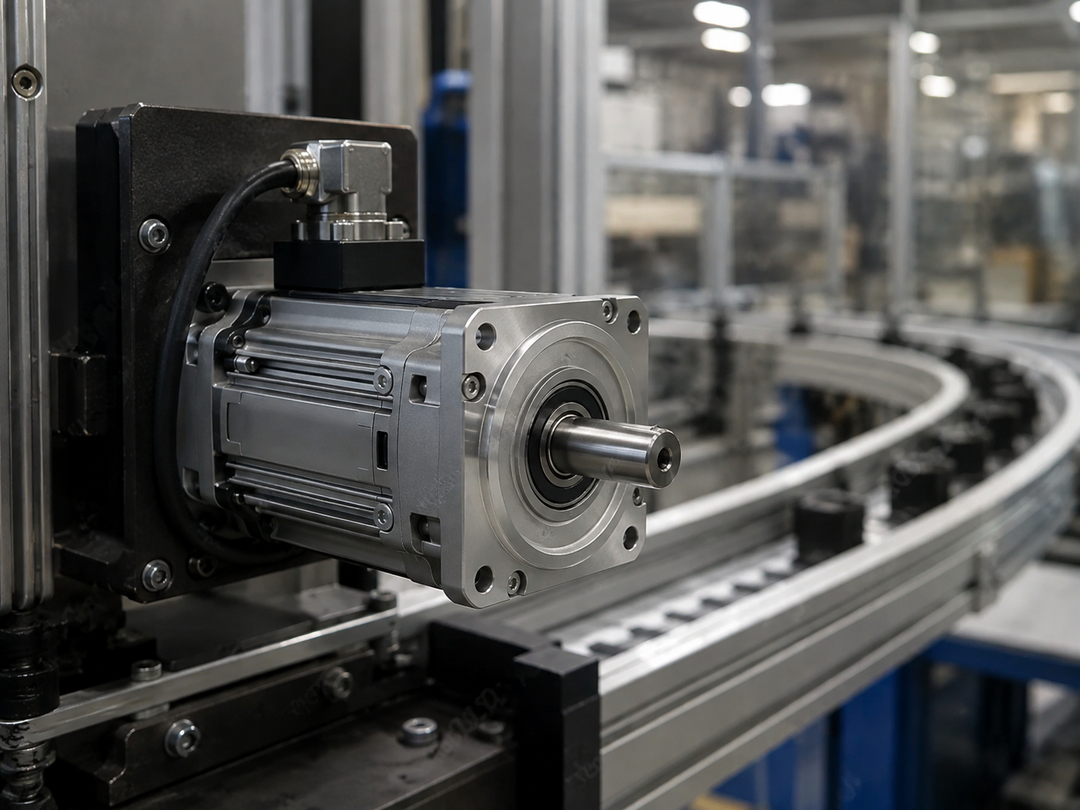 Industrial servo motor with encoder feedback for closed-loop precision motion control