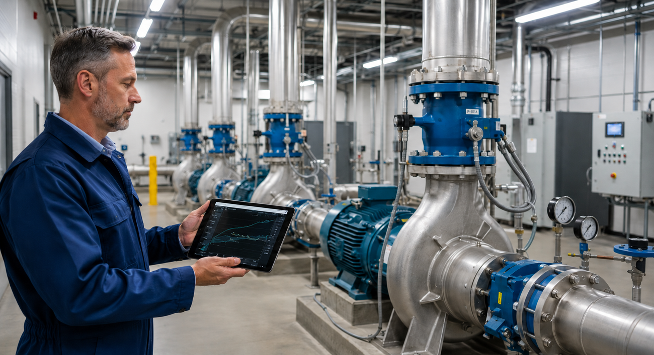 Industrial pump performance testing used to verify flow, head and operating conditions