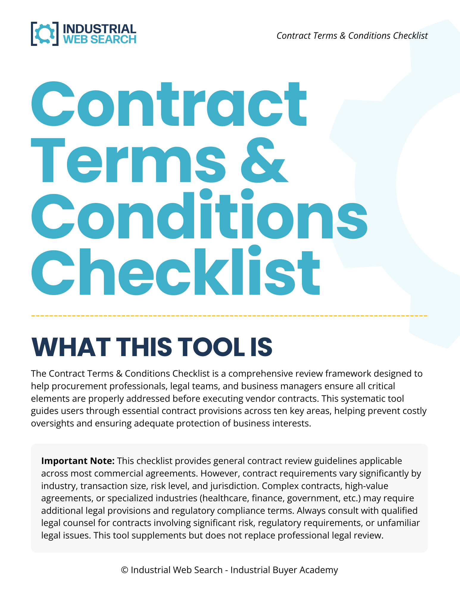 Contract Terms Conditions Checklist